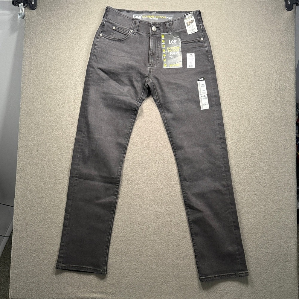 Lee Extreme Motion MVP Jeans Men 30x32 Gray Slim Straight Stretch 12339217